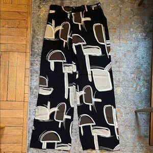 Zara black brown tan patterned women’s pants trousers